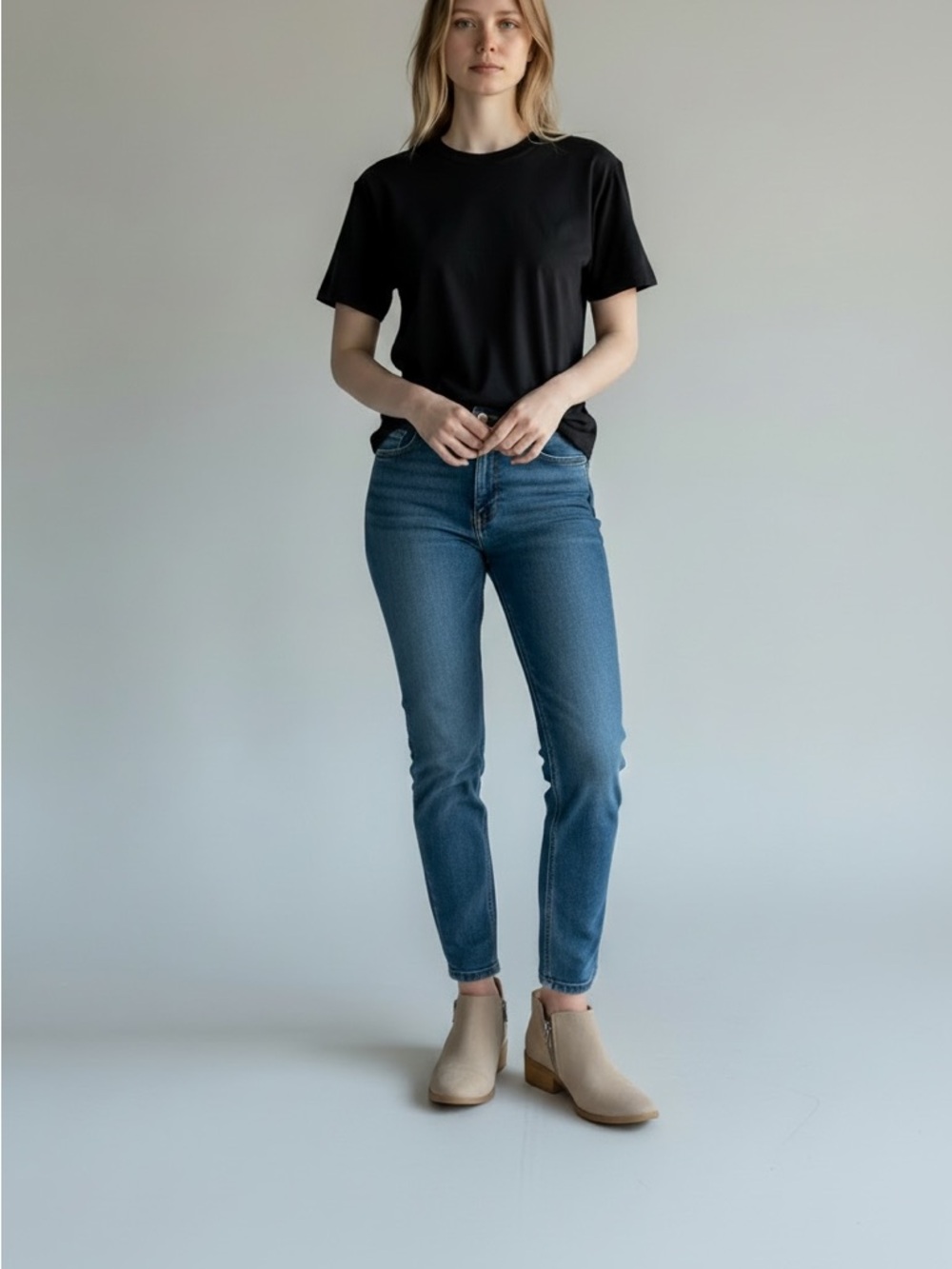 Neutral SOUTHWESTERN chelsea booties faux suede cute everyday boots beige tan
